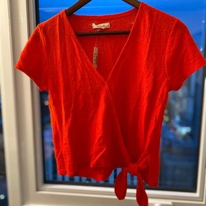 Madewell red wrap top NWT small